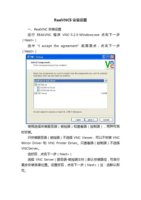 RealVNC5安装设置