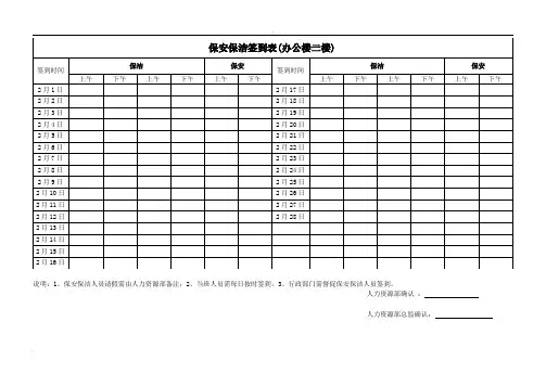 清洁人员签到表