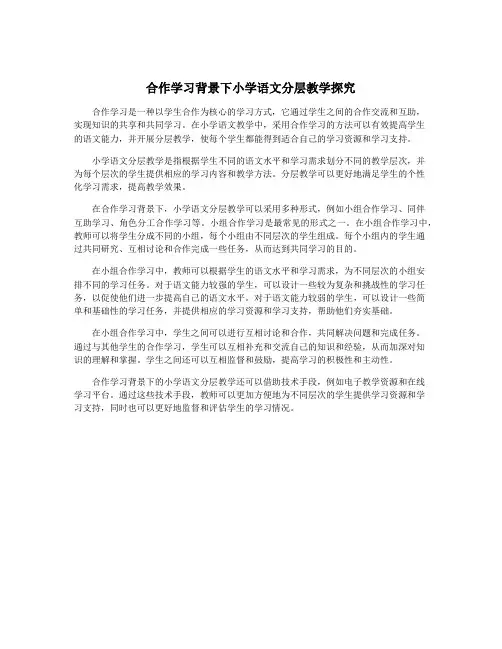 合作学习背景下小学语文分层教学探究