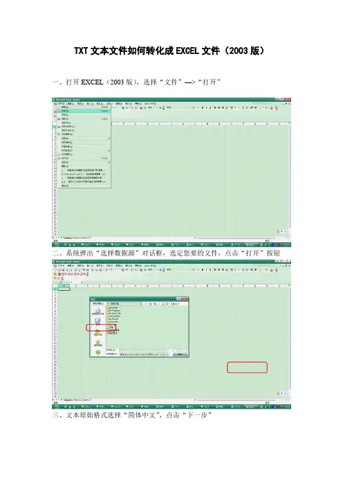 TXT文本文件如何转化成EXCEL文件(2003版)