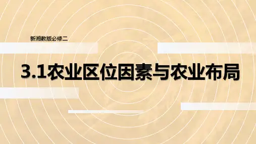3.1.1 农业区位因素与农业布局(第一课时)高一地理下学期课件(湘教版2019必修第二册)