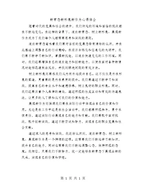 新常态新形象新作为心得体会