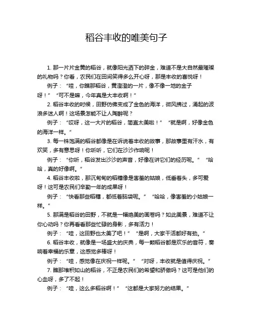 稻谷丰收的唯美句子