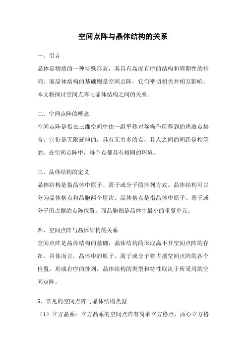 空间点阵与晶体结构的关系