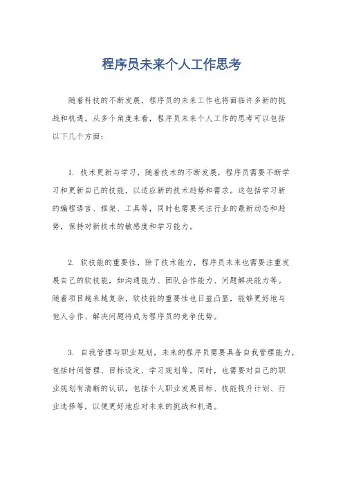 程序员未来个人工作思考