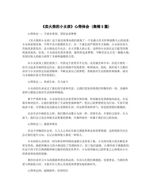 《卖火柴的小女孩》心得体会 (集锦5篇)
