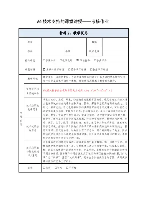 材料3-A6技术支持的课堂讲授-教学反思