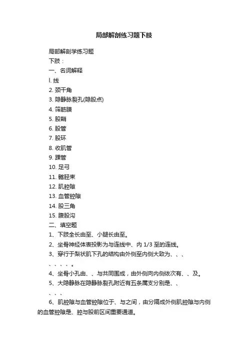 局部解剖练习题下肢