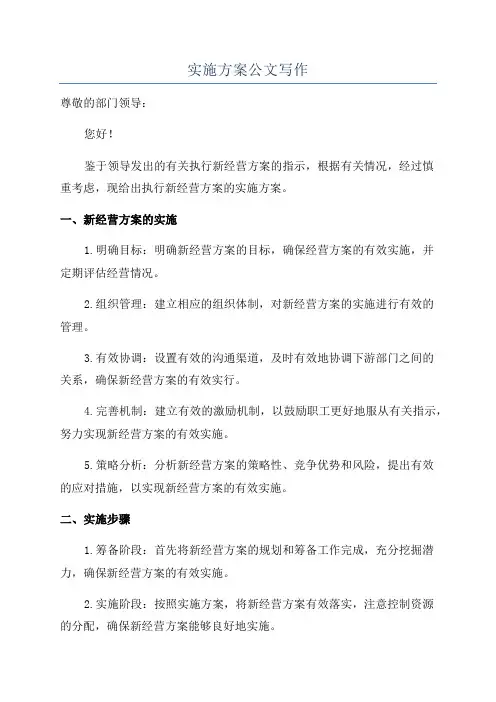 实施方案公文写作
