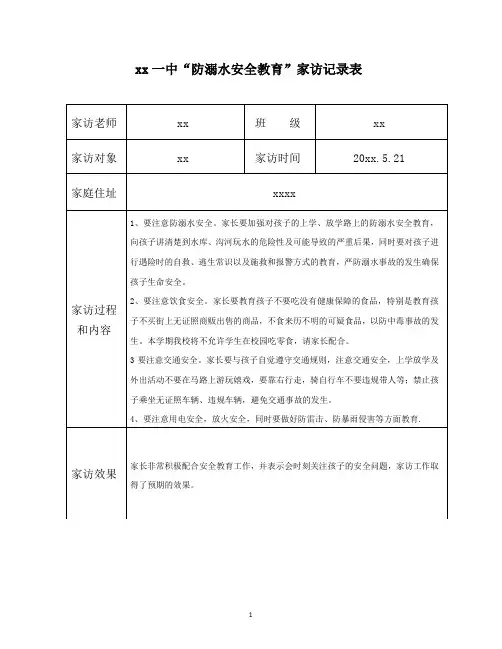 防溺水家访记录.doc