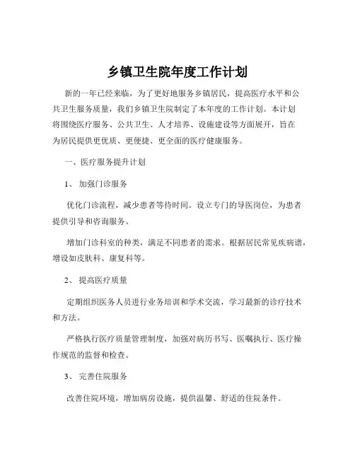 乡镇卫生院年度工作计划