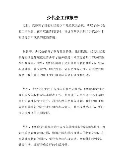 少代会工作报告