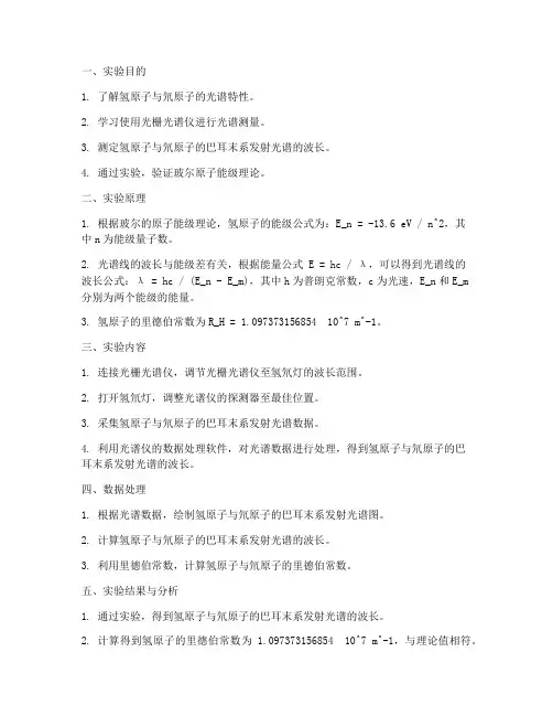 氢光谱的实验报告