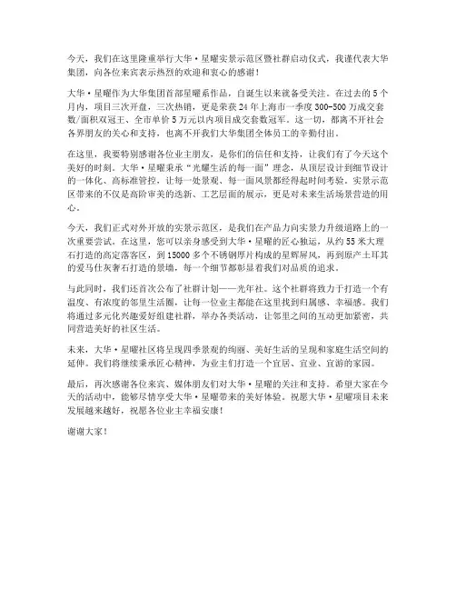 实景示范区开放领导发言稿
