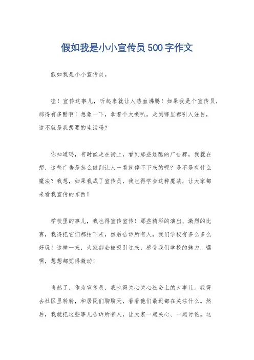 假如我是小小宣传员500字作文