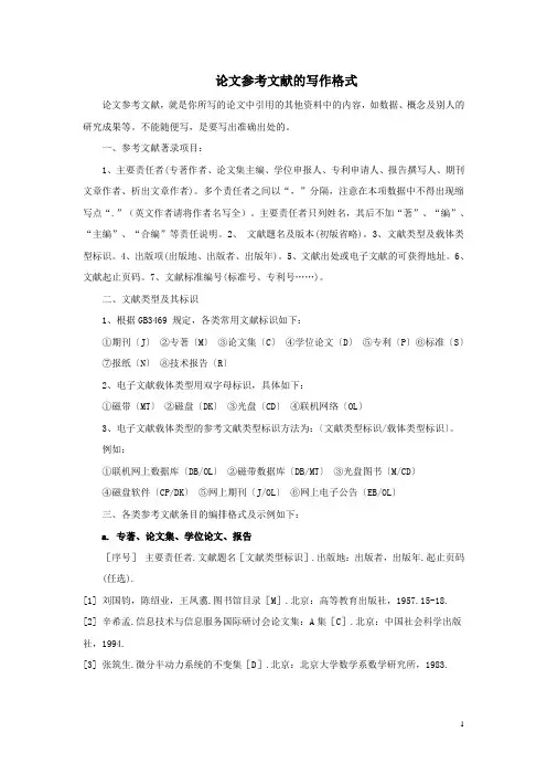 参考文献的格式