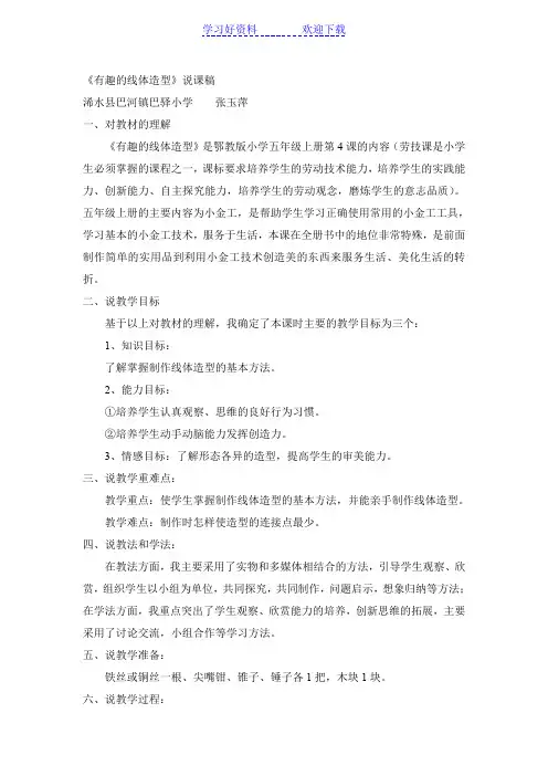 有趣的线体造型 说课教案