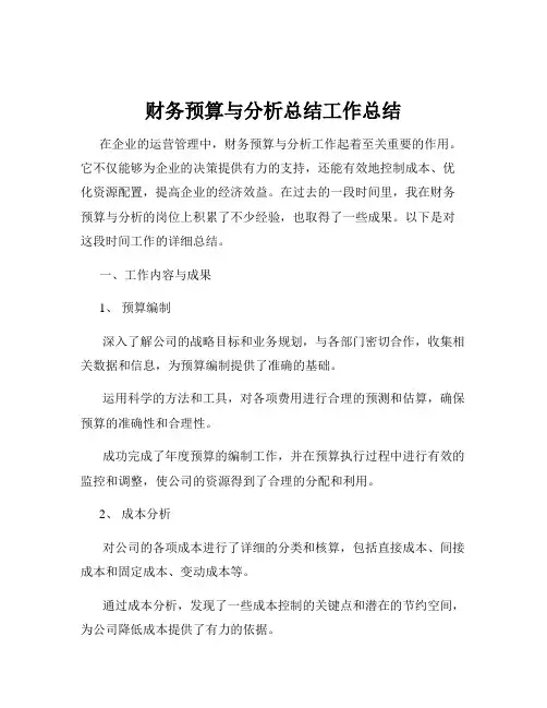 财务预算与分析总结工作总结