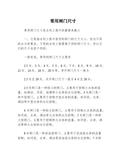 常用闸门尺寸