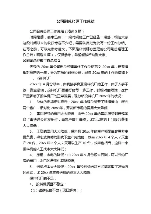 公司副总经理工作总结