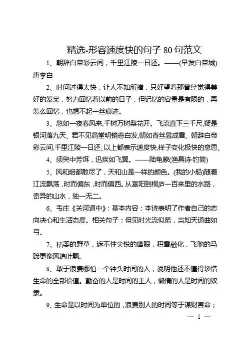 精选-形容速度快的句子80句范文