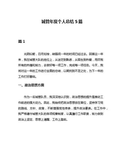 城管年度个人总结5篇