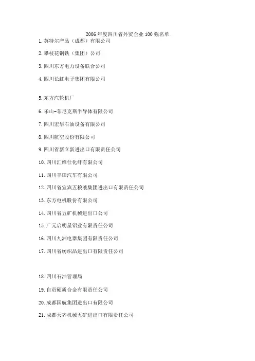 四川外贸一百强企业