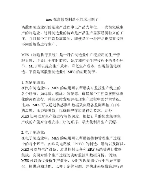 mes在离散型制造业的应用例子