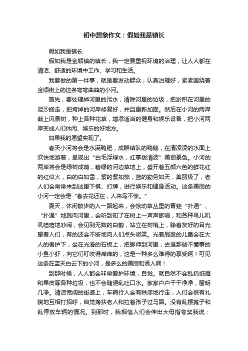 初中想象作文：假如我是镇长