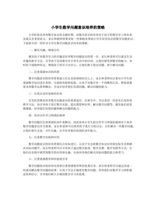 小学生数学问题意识培养的策略