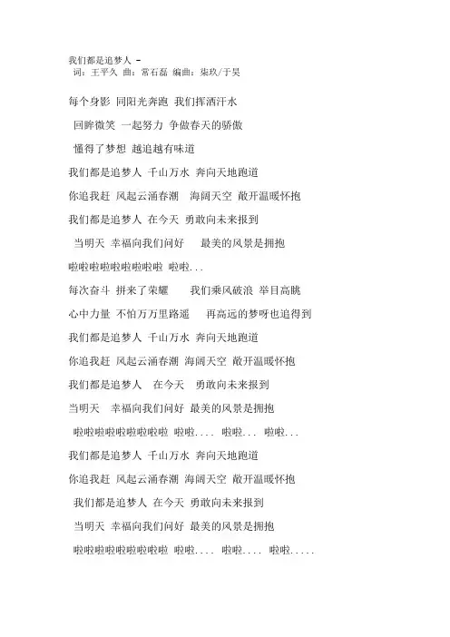 我们都是追梦人词
