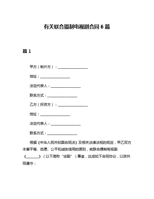 有关联合摄制电视剧合同6篇