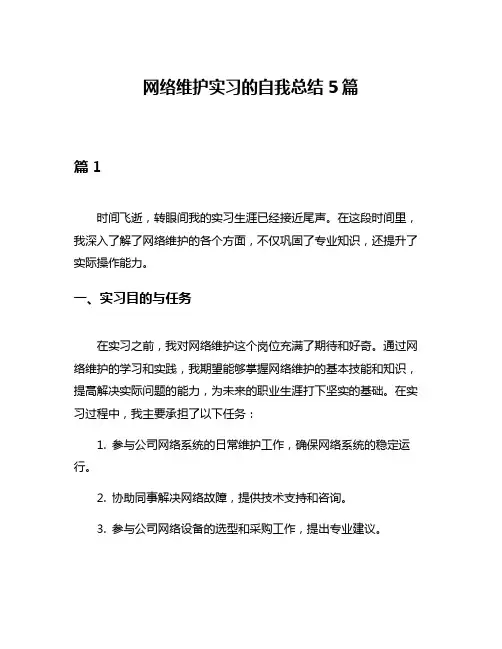网络维护实习的自我总结5篇