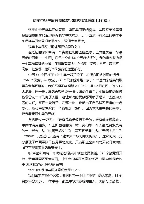 铸牢中华民族共同体意识优秀作文精选（15篇）