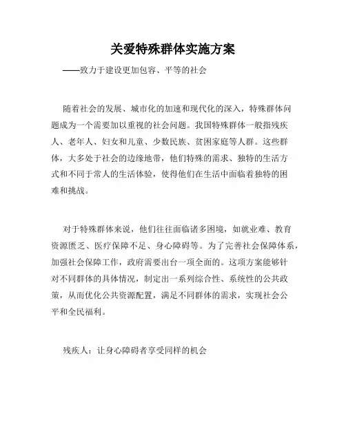关爱特殊群体实施方案