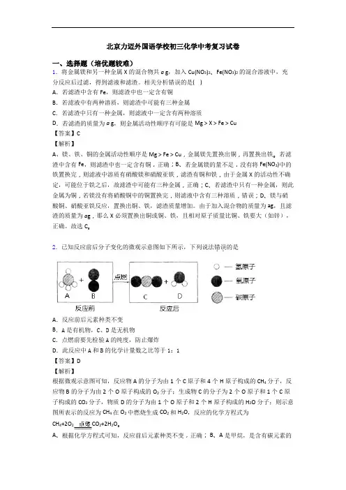 北京力迈外国语学校初三化学中考复习试卷