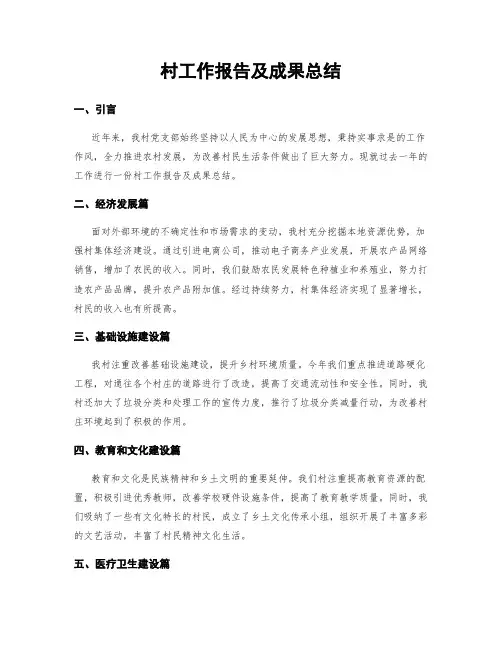 村工作报告及成果总结