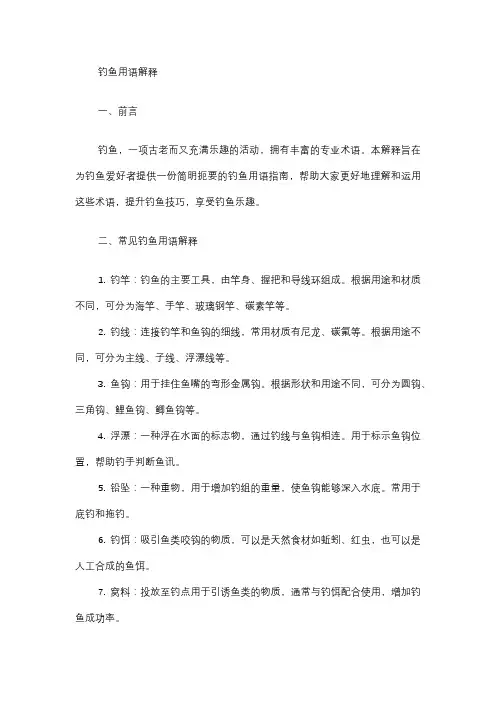 钓鱼用语解释