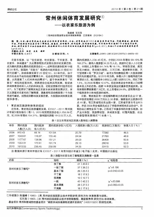 常州休闲体育发展研究——以农家乐旅游为例
