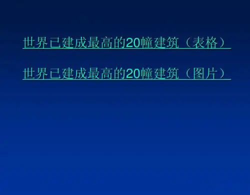 世界已建最高前20幢建筑
