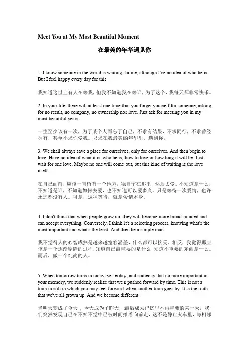 在最美的年华遇见你(中英文)