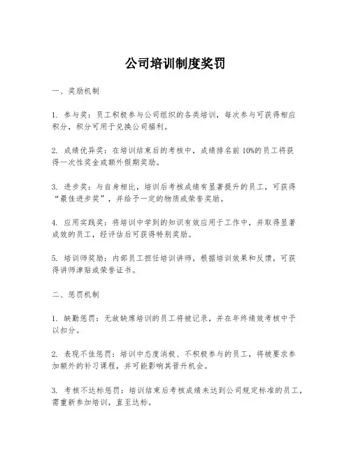 公司培训制度奖罚