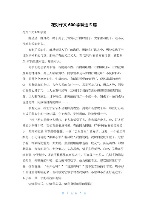 花灯作文600字精选5篇