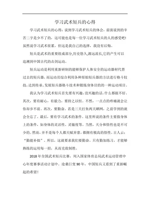学习武术短兵的心得