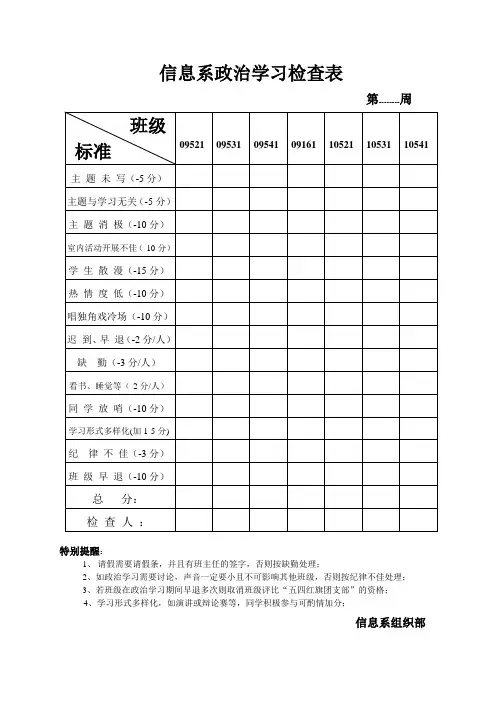 政治学习检查模板表