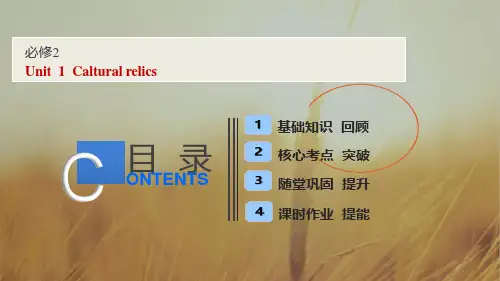 2019届高考全国卷英语一轮复习课件：必修二 Unit 1 Caltural relics 精品