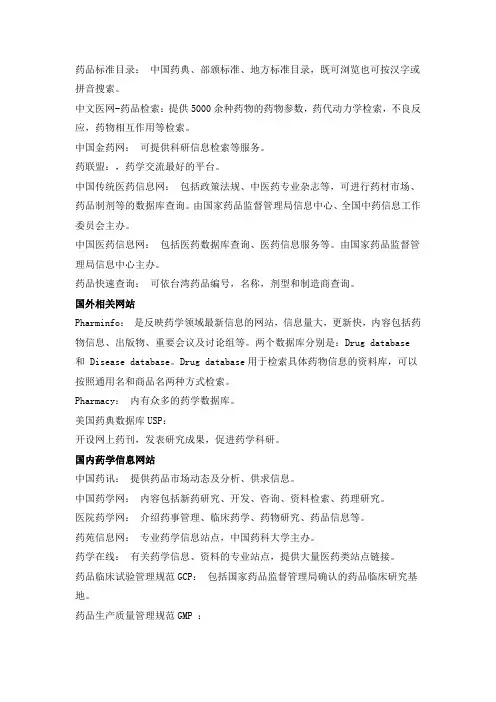 国内外药学网站汇总