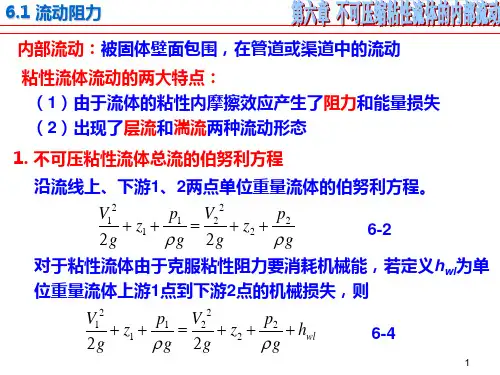 第六章——不可压缩粘性流体的内部流动