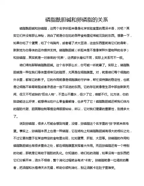 磷脂酰胆碱和卵磷脂的关系