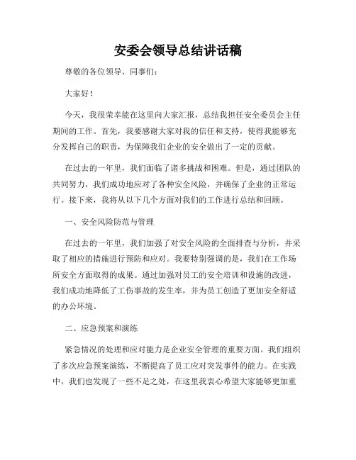 安委会领导总结讲话稿